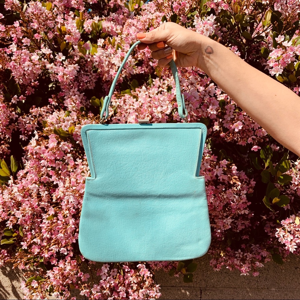 Vtg 50s RARE  Tiffany Blue Leather Handbag